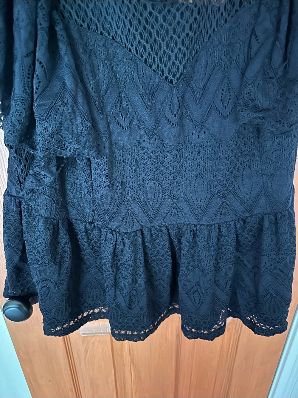 City Chic Black Crochet Peplum Blouse - Picture 3 of 3